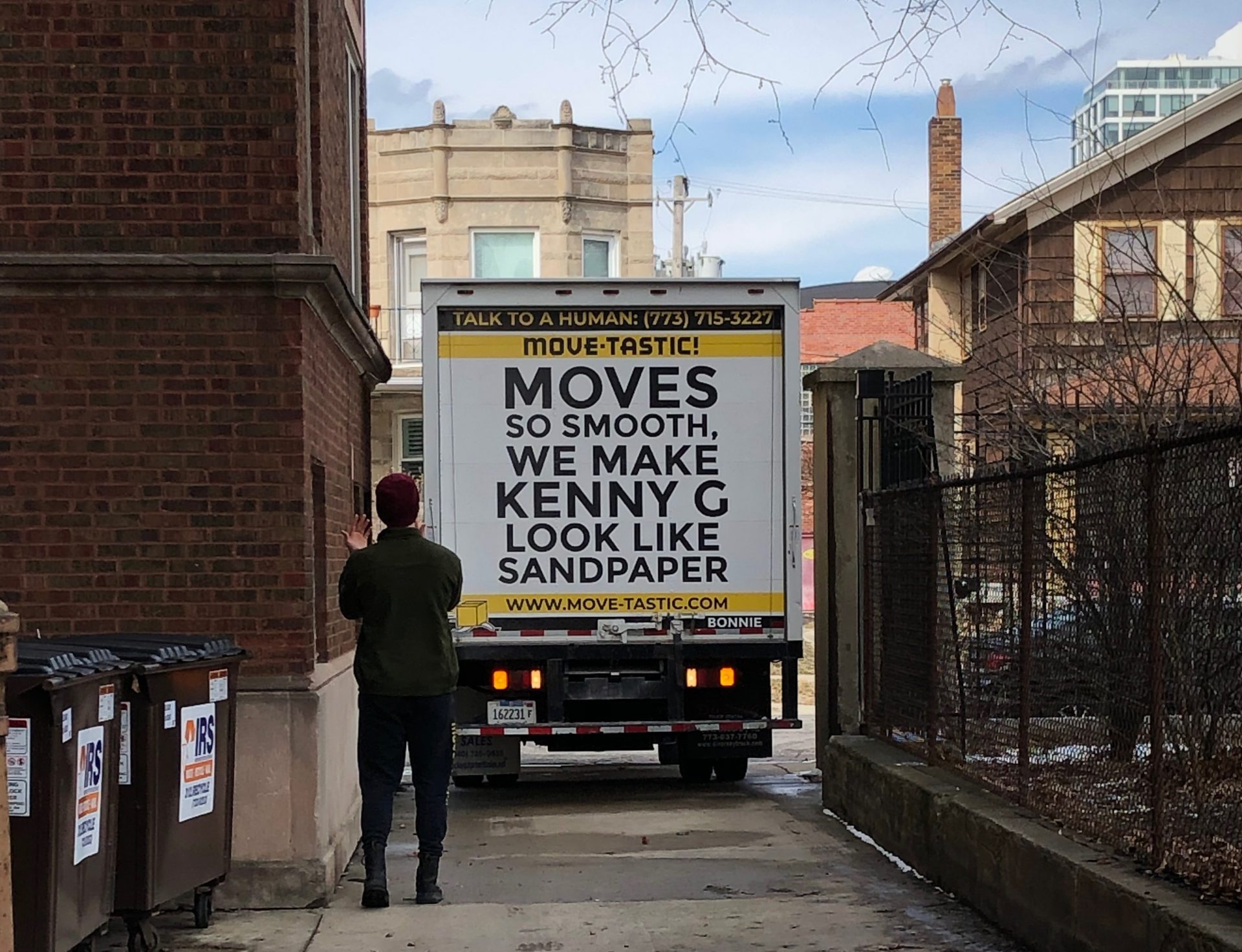 Moving truck backing up