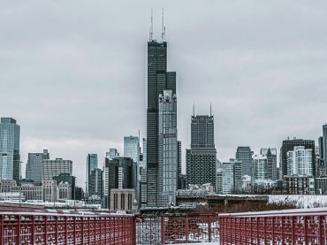 Skyline that greets you when moving to Chicago in the winter