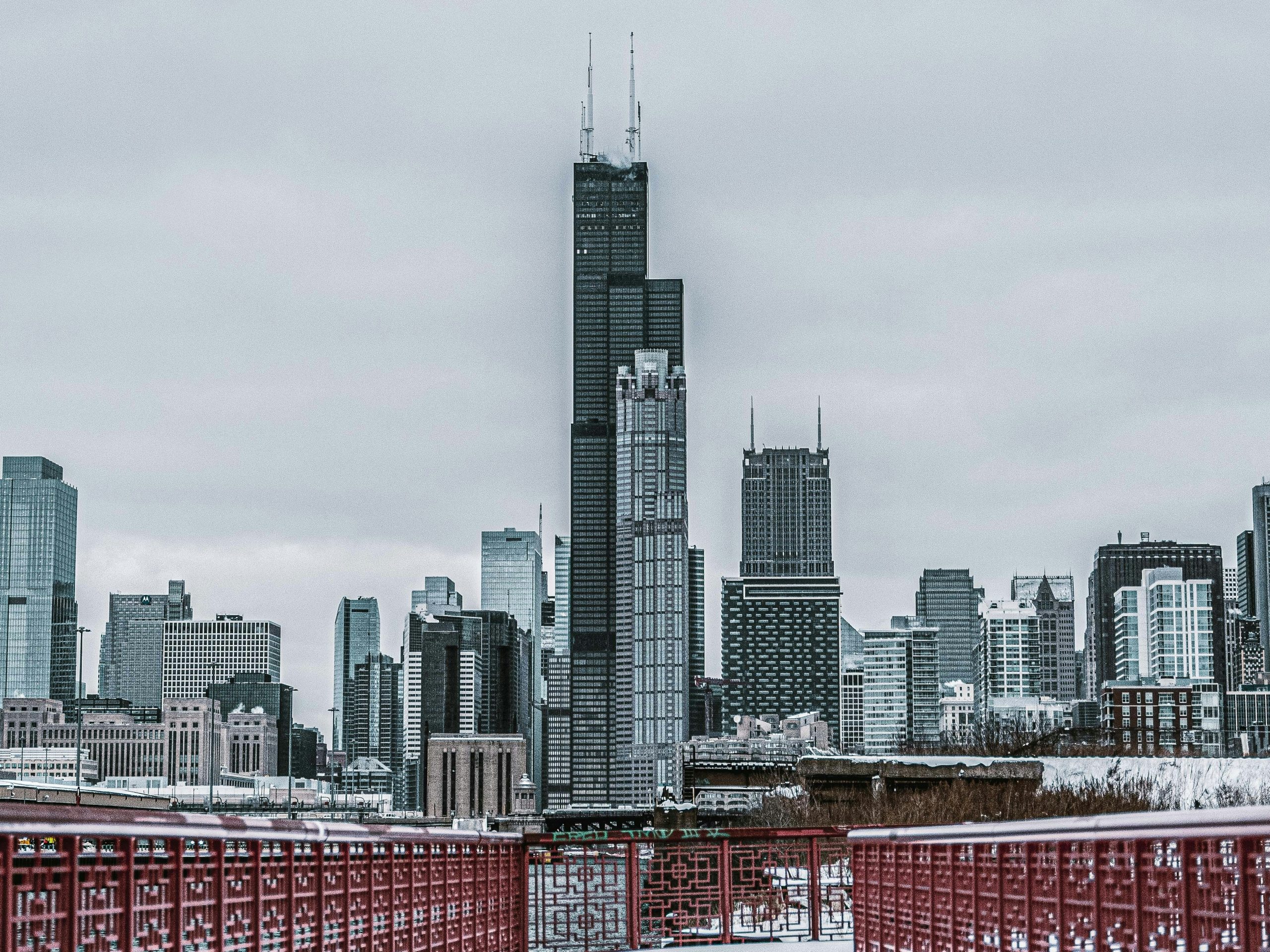 Skyline that greets you when moving to Chicago in the winter