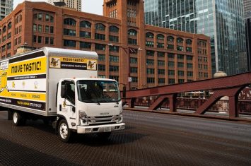 Moving truck prepared for an office move in Chicago